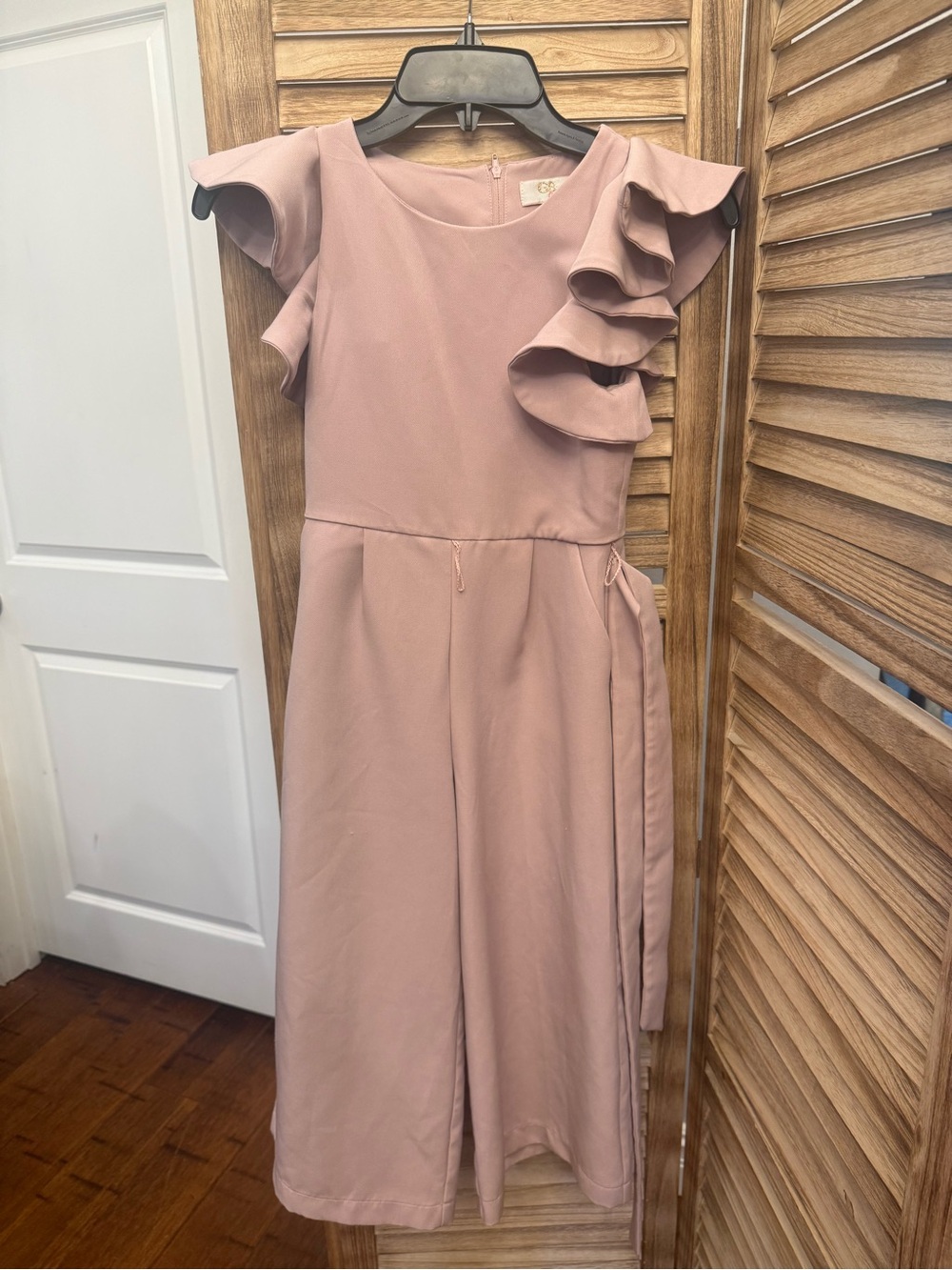 GB girls Rose Pink Ruffle Sleeve Jumpsuit